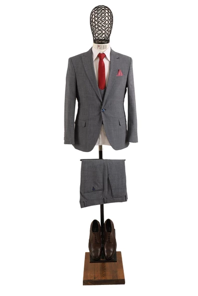Yelekli Takım Elbise Slim Fit - 3