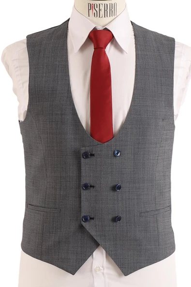 Yelekli Takım Elbise Slim Fit - 7