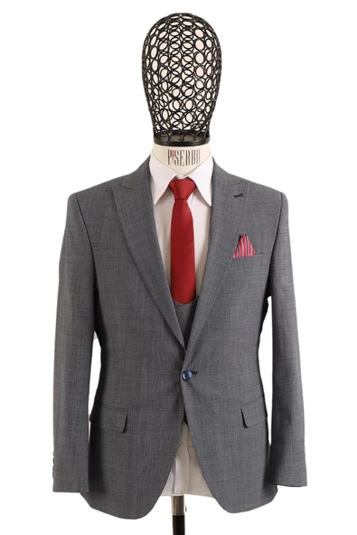 Yelekli Takım Elbise Slim Fit - 4