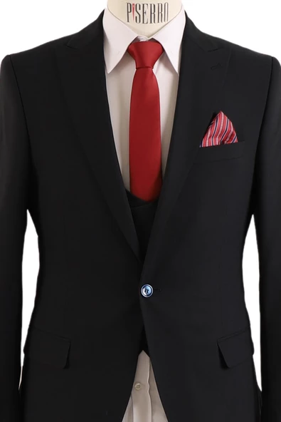 Yelekli Takım Elbise Slim Fit - 6