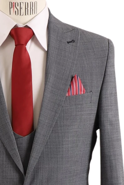Yelekli Takım Elbise Slim Fit - 6
