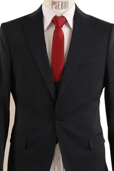 Slim Fit Yelekli Takım Elbise - 4