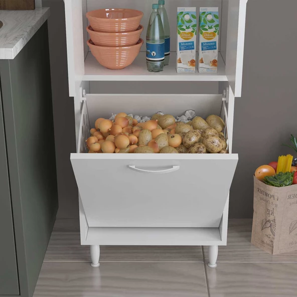 MODİLAYN Gamzem MUTFAK 55x138 cm Mutfak Erzak Kiler Depolama Düzenleyici Dolabı - 6