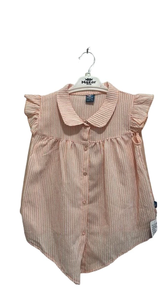 uğurböceğiçocuk 2'li Kız Takım Çizgili Gömlek Şort Takım 24279 - 11