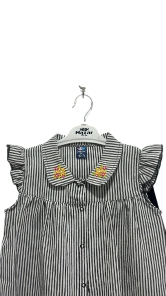 uğurböceğiçocuk 2'li Kız Takım Çizgili Gömlek Şort Takım 24279 - 2