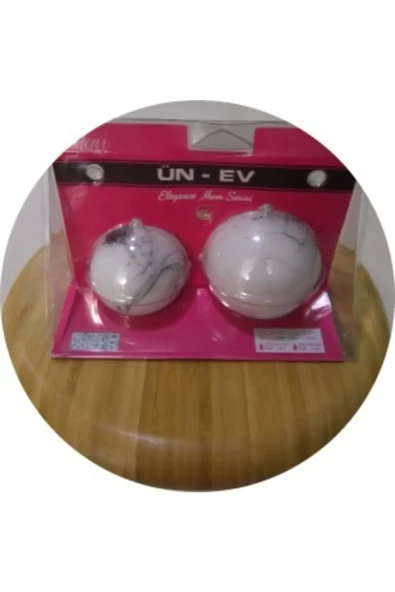 2'li Mum Seti Top Büyük Boy Küçük Boy Mermer Desenli Renkli Royaleks-G370 - Resim 3