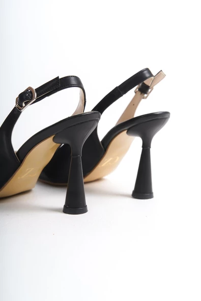 Kadın Arkası Açık Bilekten Bağlamalı Sivri Burun Kadeh Topuk Ayakkabı - Resim 8