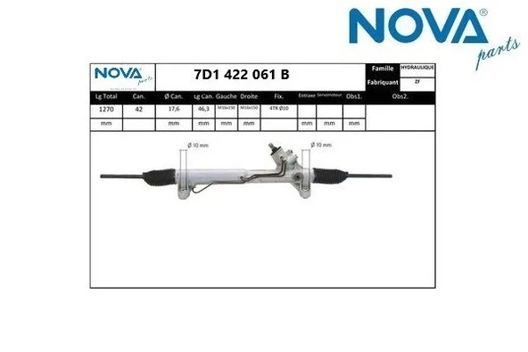 7D1422061B Direksiyon Kutusu Komple Rot Kolu & Körüğü - Transporter T4-2.5 Lt. 1991-2003