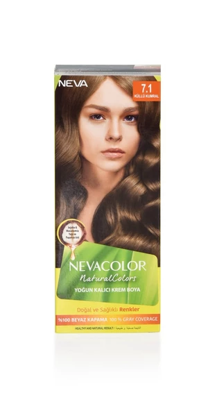 Nevacolor Natural Colors 7.1 Küllü Kumral - Kalıcı Krem Saç Boyası Seti