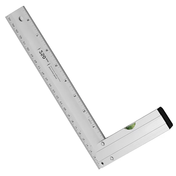 Alüminyum L Gönye Su Terazili Cetvel Kaynak Kaynakçı Marangoz Gönyesi 250 mm - 6