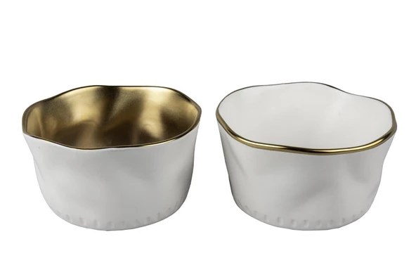 Mikasa Moor Gold ve Beyaz 2'li Porselen  Kase 14x8 cm