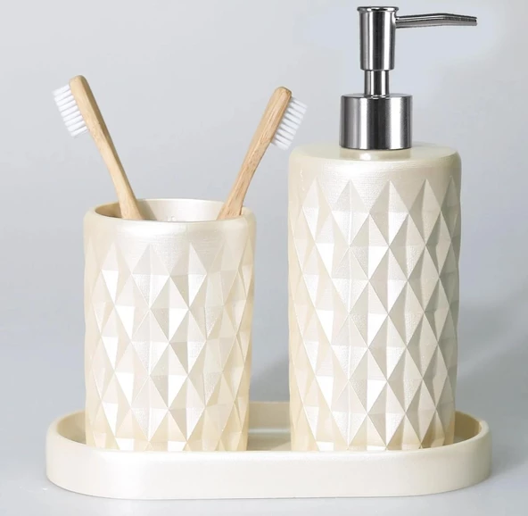 Selim Dekor Glowing Banyo Seti İnci - Resim 4