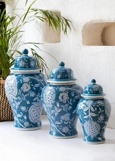 The Mia Dekoratif Kapaklı Küp Mavi 20x20x38 cm - 3