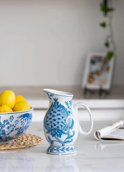 The Mia Dekoratif Bleu Blanc Sürahi 16x12x20 cm - Resim 2