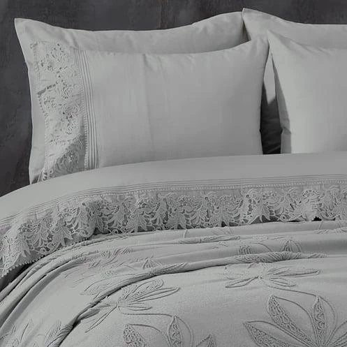 Nazik Home Manolya Nevresim Pike  Set-Gri - 3