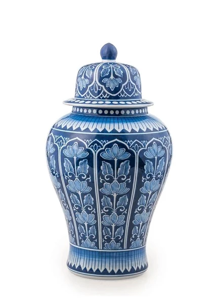 The Mia Dekoratif Kapaklı Küp Lacivert 26x26x47 cm