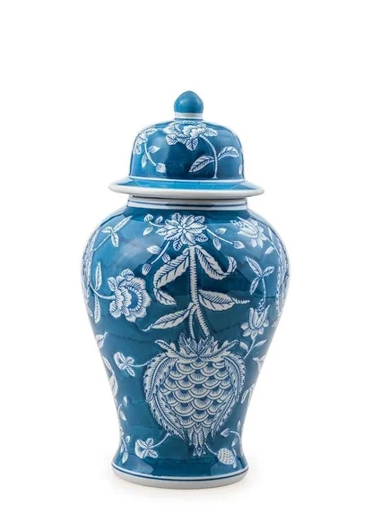 The Mia Dekoratif Kapaklı Küp Mavi 26x26x47 cm ürün görseli