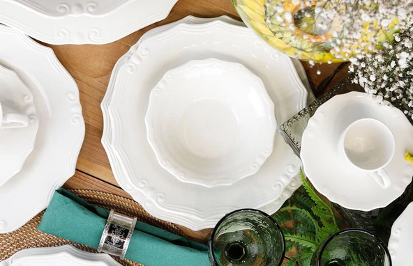 Lucky Art Royal Canterbury Poetry White 50 Parça Yemek ve Çay Takımı - 4