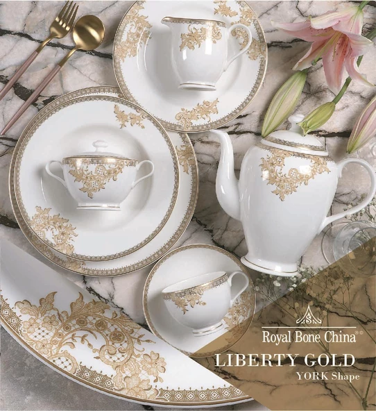 Lucky Art Royal Canterbury Liberty Gold 72 Parça Yemek Takımı - 2