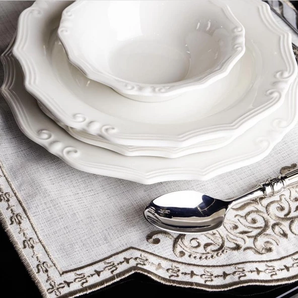 Lucky Art Royal Canterbury Poetry White 50 Parça Yemek ve Çay Takımı - 2