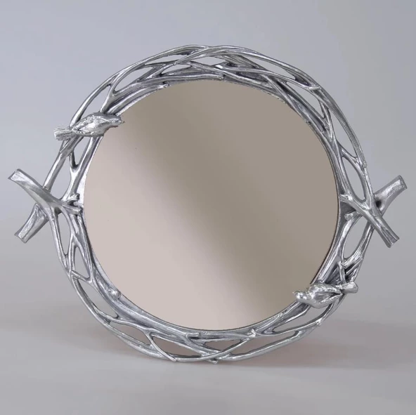 Selim Dekor Mavera  Aynalı Tepsi Gümüş - Resim 2