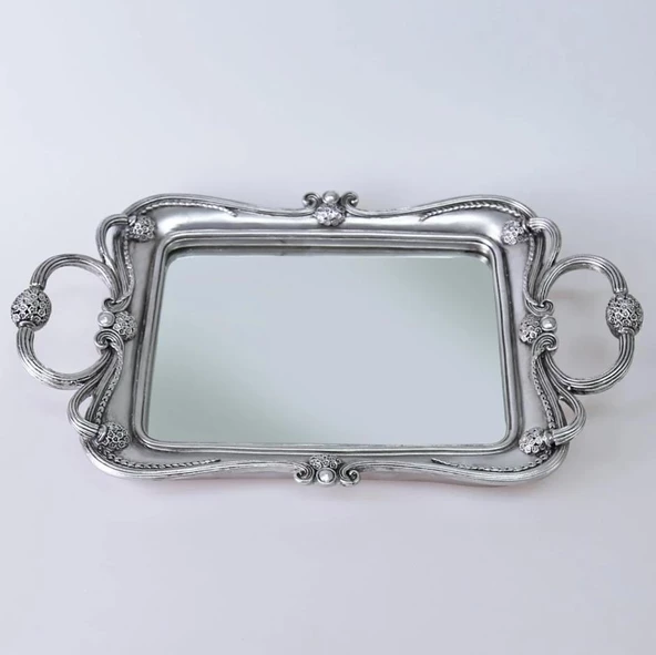 Selim Dekor Feryal Aynalı Tepsi Gümüş ürün görseli