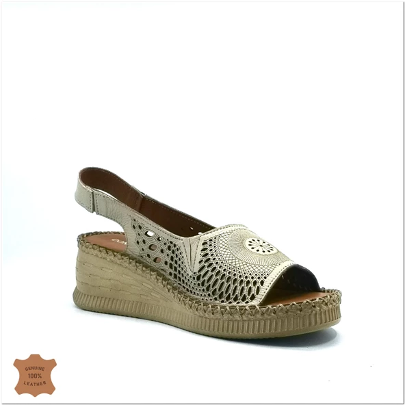 Janestt Kadın Hakiki Deri Konford Taban Sandalet 107-1163 - 9