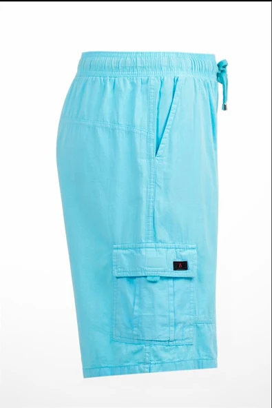 Mint Kargo Cepli Beli Lastikli Unisex Keten Şort %100 Pamuk - 4