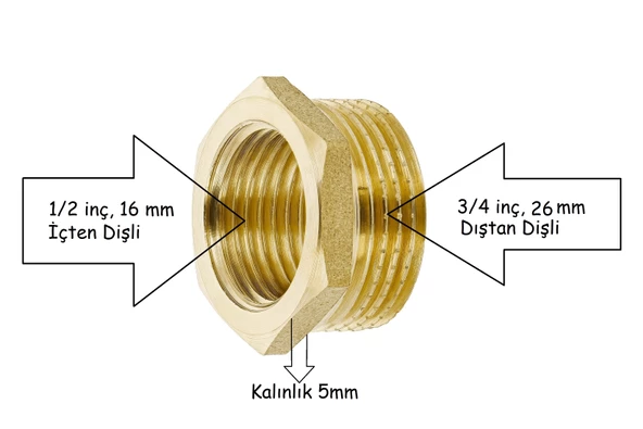 Sarı redüksiyon 1/2 x 3/4 Nipel, Rekor 1 Adet