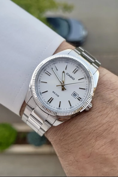 Casio CSISTE48 Kadranı Beyaz Kordonu Gümüş Renk Hediye Paketli Erkek Kol Saati - Resim 2
