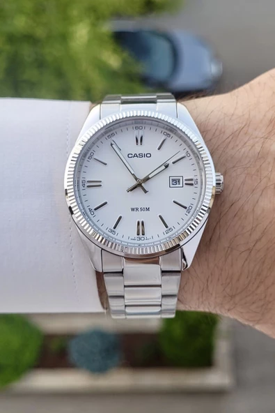 Casio CSISTE48 Kadranı Beyaz Kordonu Gümüş Renk Hediye Paketli Erkek Kol Saati - Resim 3