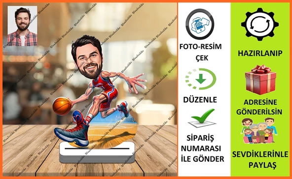 Basketbolcu Karikatür Biblo,Sevgiliye Hediye,Doğum Günü Hediyesi ürün görseli