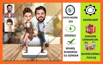 Mutlu Çift Karikatür Biblo,Sevgiliye Hediye,Doğum Günü Hediyesi