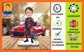 Örümcek Adam Kostümlü Karikatür Biblo,Sevgiliye Hediye,Doğum Gün - 1