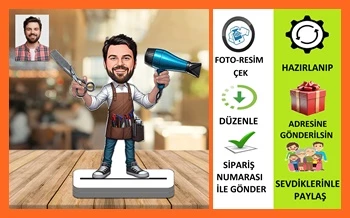 Kuaför Karikatür Biblo,Sevgiliye Hediye,Doğum Günü Hediyesi ürün görseli