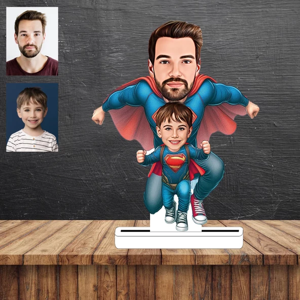 Babam ve Oğlu Karikatür Figürü,Sevgiliye Hediye,Doğum Günü Hediyesi - 1