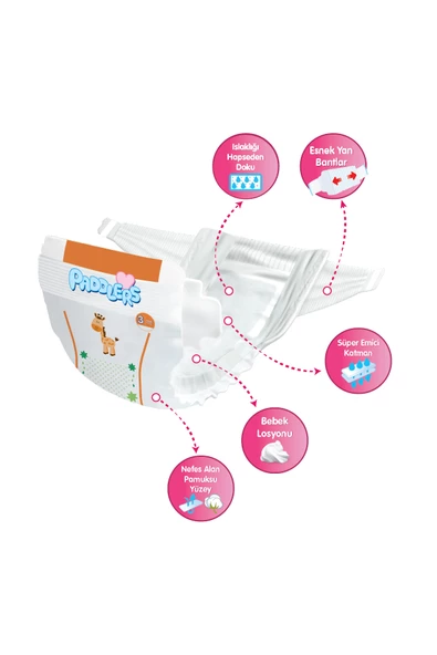 Paddlers Bebek Bezi 3 Numara Midi 9 Adet (4-9 Kg) Deneme Paketi - Resim 2