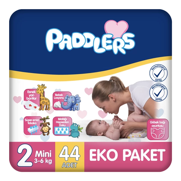 Paddlers Bebek Bezi 2 Numara Mini 44 Adet (3-6 Kg) Eko Paket