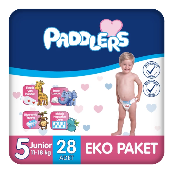 Paddlers Bebek Bezi 5 Numara Junior 28 Adet (11-18 Kg) Eko Paket