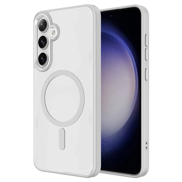 Samsung Galaxy S24 Plus Kılıf Magsafe Şarj Özellikli Krom Magsafe Silikon Kapak - Resim 7