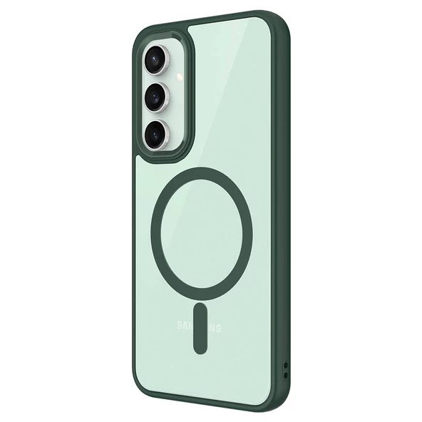 Samsung Galaxy S23 FE Kılıf Wireless Şarj Özellikli Krom Magsafe Silikon Kapak - Resim 8