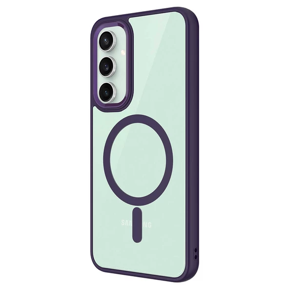 Samsung Galaxy S23 FE Kılıf Wireless Şarj Özellikli Krom Magsafe Silikon Kapak - Resim 4