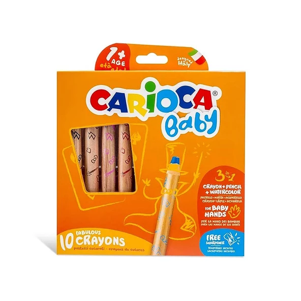 Carioca Baby ''3 in 1'' Jumbo Ahşap Gövdeli Boya Kalemi 10'lu