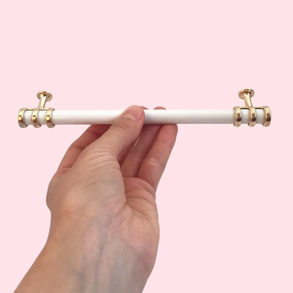 Sarmaşık Kulp Beyaz Altın Gold 160 mm Kulp Mobilya Mutfak Dolabı Çekmece Dolap Kapak Kulpu Kulbu Metal Kulpları - 5