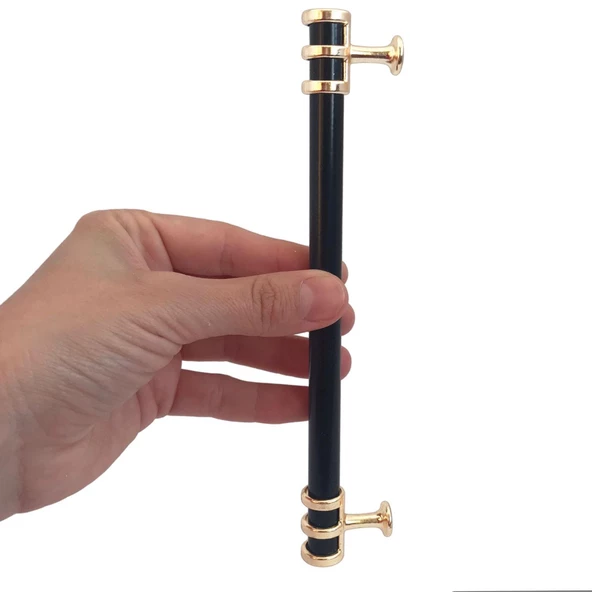 Sarmaşık Kulp Siyah Altın Gold 160 mm Kulp Mobilya Mutfak Dolabı Çekmece Dolap Kapak Kulpu Kulbu Metal Kulpları - 3