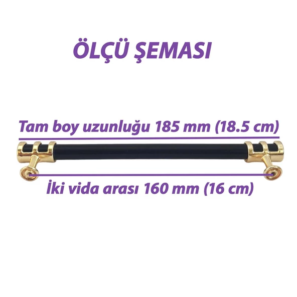 15 Adet Sarmaşık Kulp Siyah Altın Gold 160 mm Kulp Mobilya Mutfak Dolabı Çekmece Dolap Kapak Kulpu Kulbu Metal Kulpları - 2