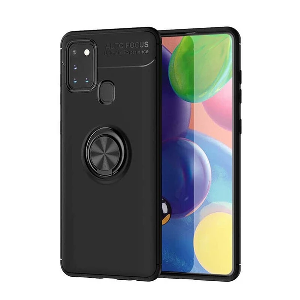 Galaxy A21S Yüzüklü Standlı Manyetikli Kamera Çıkıntılı Kılıf - Resim 4