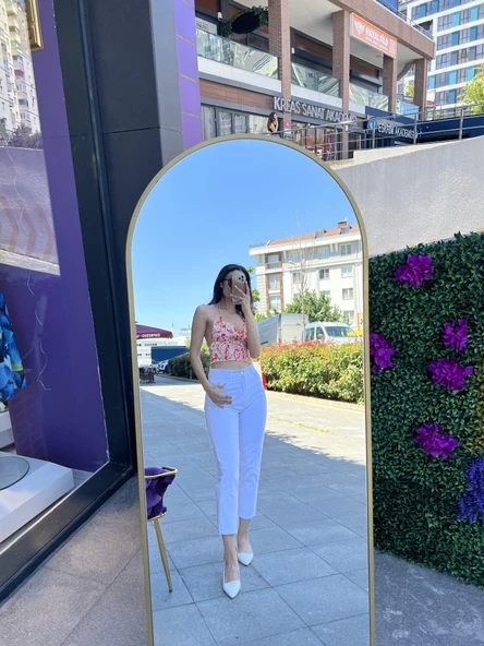 Gipe detaylı crop - turuncu çiçekli - 10