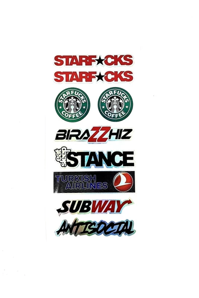 Starf CKS - StarFucks Coffee - Stance - Subway -Turkısh Hepsi bi Arada Hologramlı Çoklu Sticker