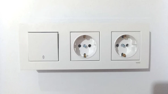 VİKO KARRE BEYAZ  3LÜ SET  VAVİEN ANAHTAR + TOPRAKLI PRİZ + TOPRAKLI PRİZ - 2